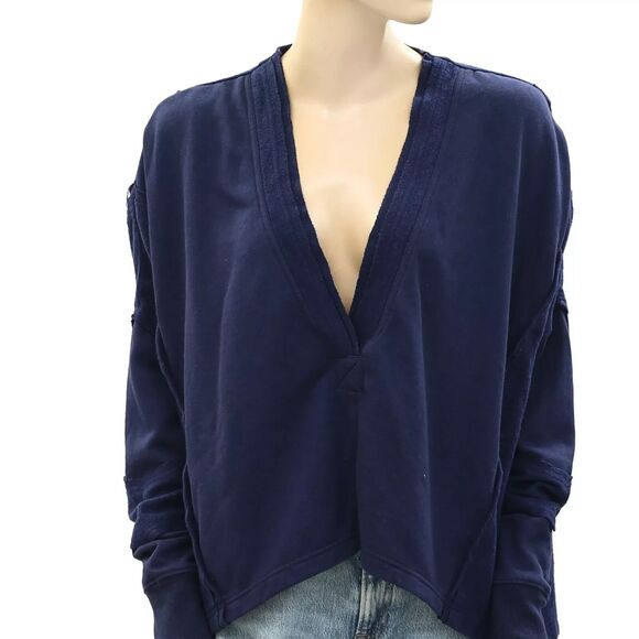 Free People Darcy Sweatshirt Top Oversized Solid Slouchy Ribbed Comfy S 273128 - Picture 5 of 8